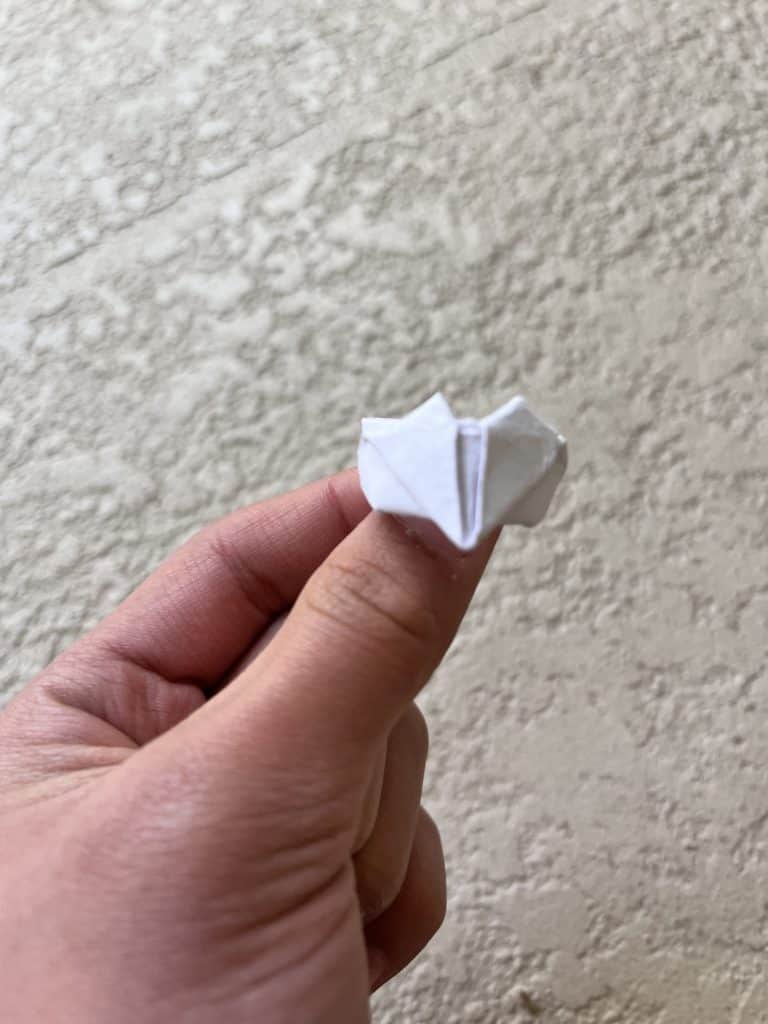 Finished origami heart ring. .