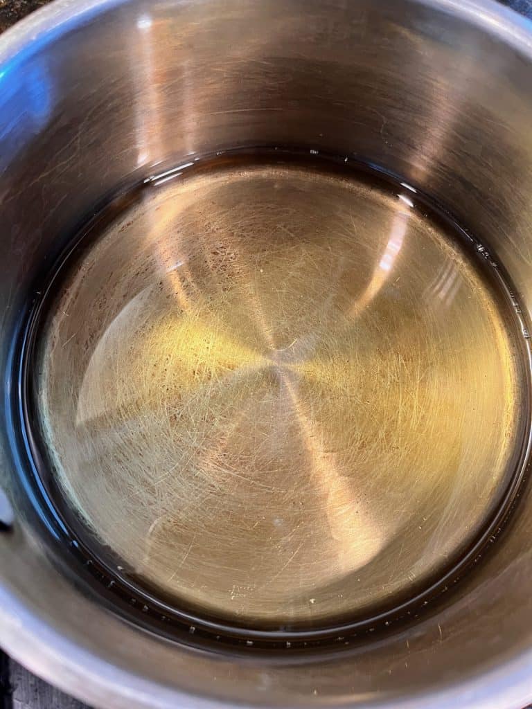 melted lotion ingredients in pan