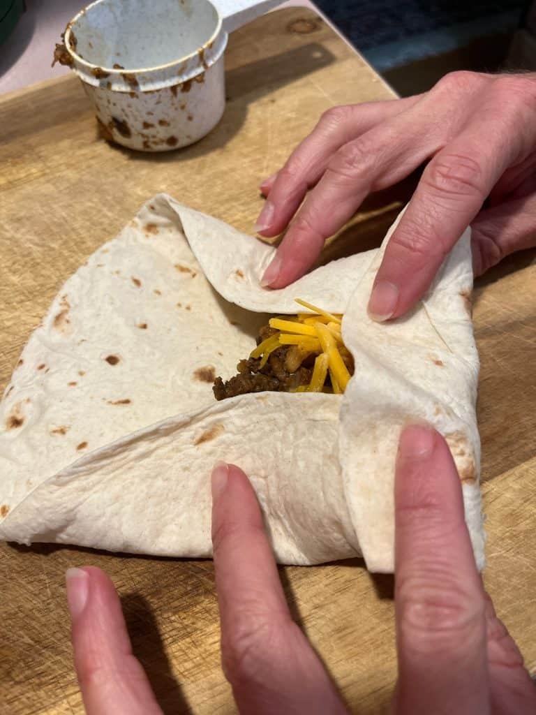 folding up a chimichanga